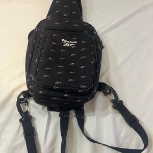 Reebok Black Sling Bag with Pink Accent Print